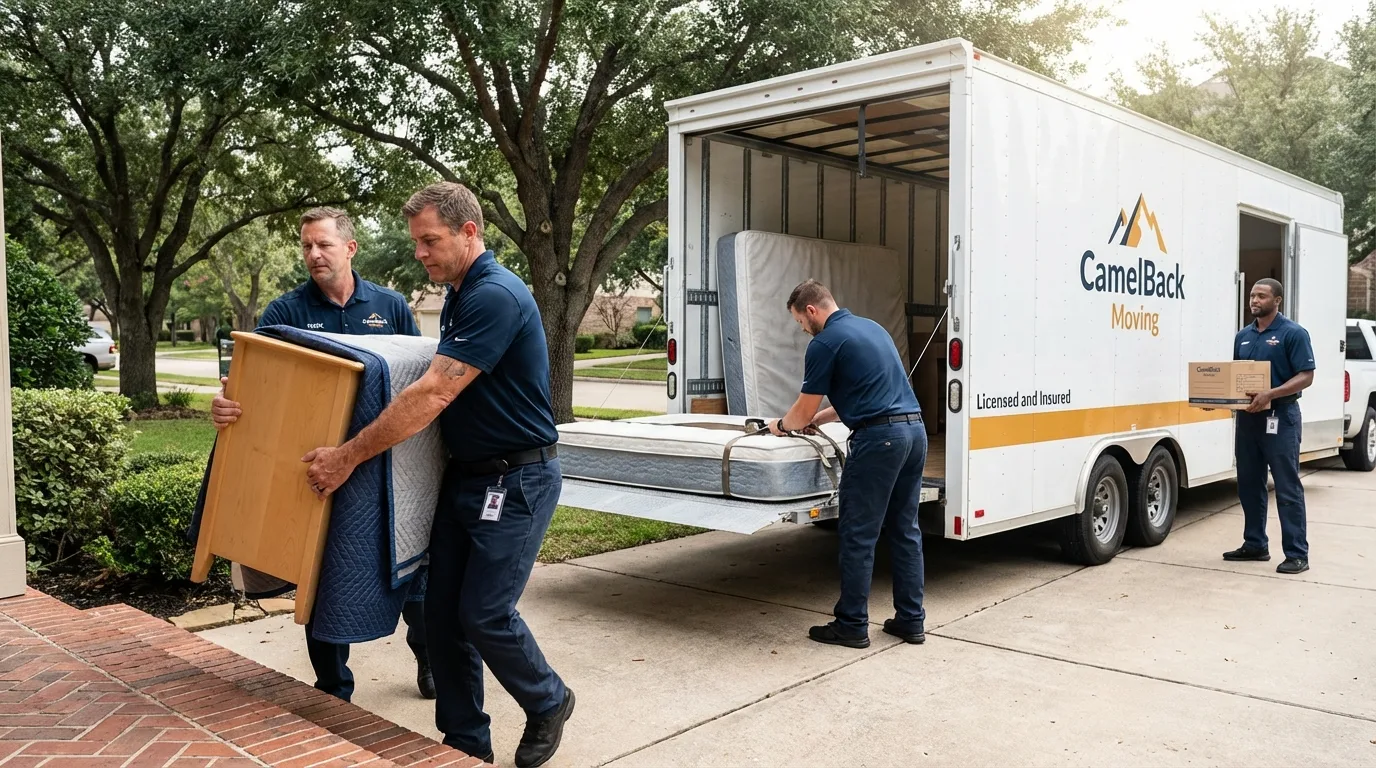 Crew loading residential truck for cross-state move from Higganum, CT