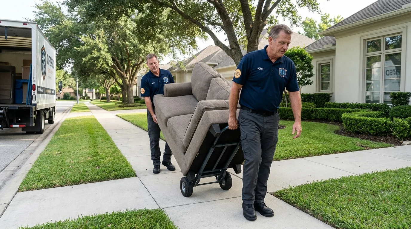 Local residential moving crew loading furniture in Higganum, CT